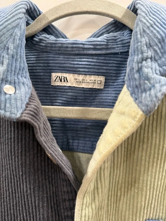 Zara Colorblock Corduroy Shirt Jacket - Picture 2 of 4